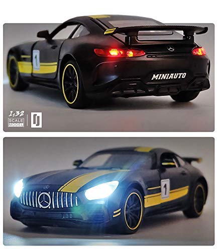 BENZ AMG GTR RB 1:32 DIECAST METAL PULLBACK TOY CAR WITH OPENABLE DOORS & LIGHT, MUSIC BOYS CAR FOR KIDS BEST TOYS GIFTS TOYS FOR KIDS [SIZE:-15CM*7CM*4CM]【 MULTICOLOR 】 [Size : 15Cm*6.4Cm*5Cm]