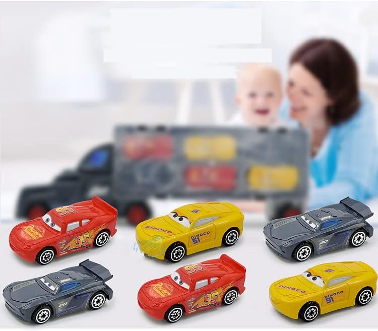 TOYS ALLOY CONTAINER TRUCK WITH MINI METAL CARS, TRANSPORT TRUCKS FOR KIDS1 TRUCK & 6 CARS,VEHICLE LEARNING GIFT TOYS FOR TODDLERS(MULTICOLOR, PACK OF: 1)