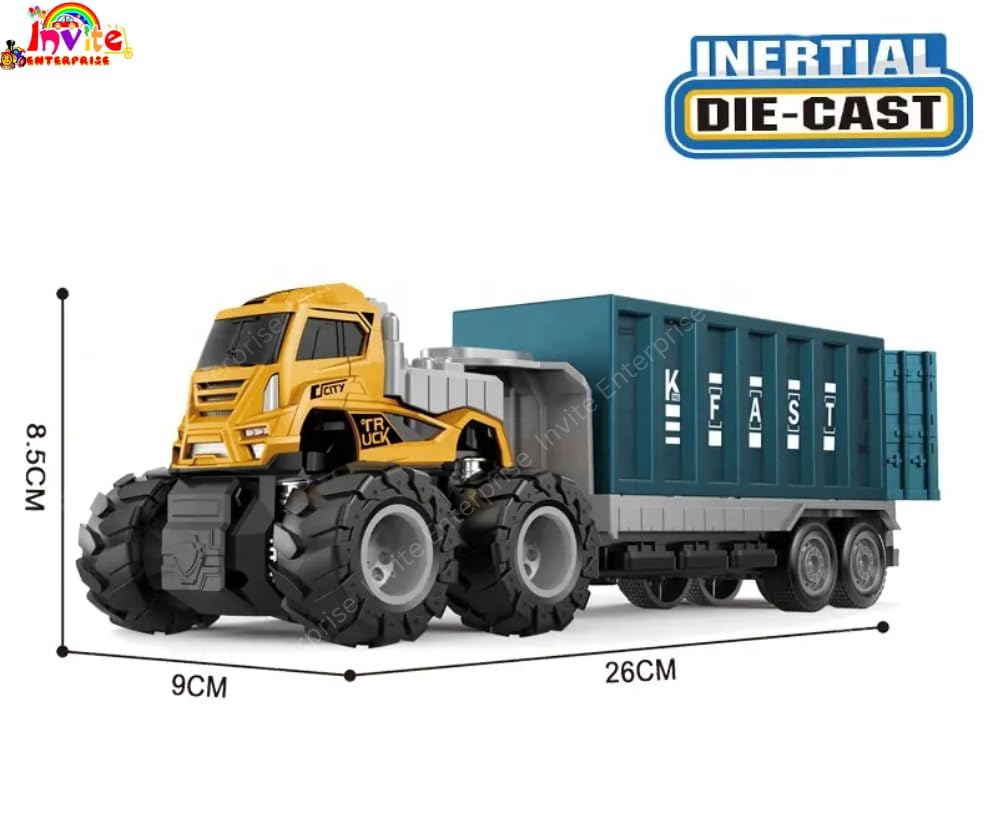 1:43 4WD Diecast Alloy Logistic-Transportation Big Truck Toys with Friction Powered Miniature Car Vehicle Toy for Kids, Boys and Girls (2 Color Truck = Sent Any 1 Truck)