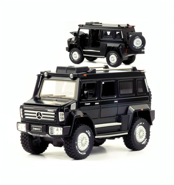 BIG SIZE MERCEDES-BENZ UNIMOG 1:24 DIECAST METAL PULLBACK TOY CAR WITH OPENABLE DOORS & LIGHT, MUSIC BOYS CAR FOR KIDS BEST TOYS GIFTS TOYS FOR KIDS [SIZE:-20CM*10CM*8.8CM]【 MULTICOLOR 】