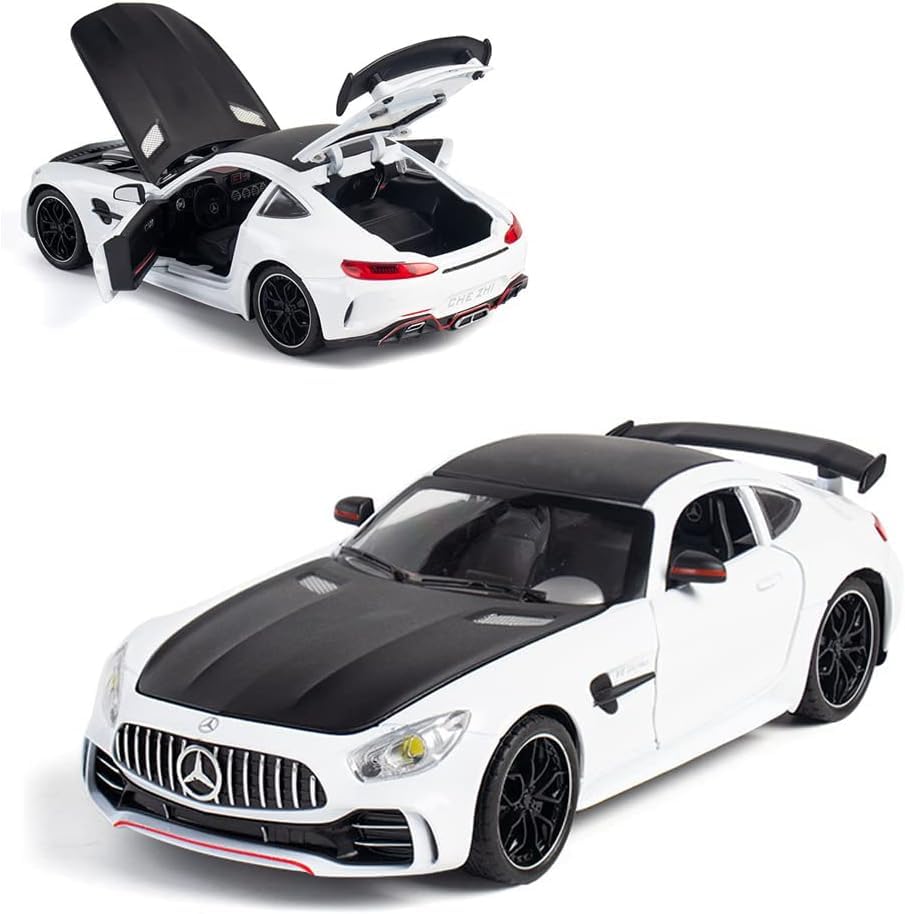 BIG SIZE MERCEDES BENZ AMG GTR 1:24 DIECAST METAL PULLBACK TOY CAR WITH OPENABLE DOORS & LIGHT, MUSIC BOYS CAR FOR KIDS BEST TOYS GIFTS TOYS FOR KIDS [SIZE:-21.5CM*8.7CM*6CM]【 MULTICOLOR 】