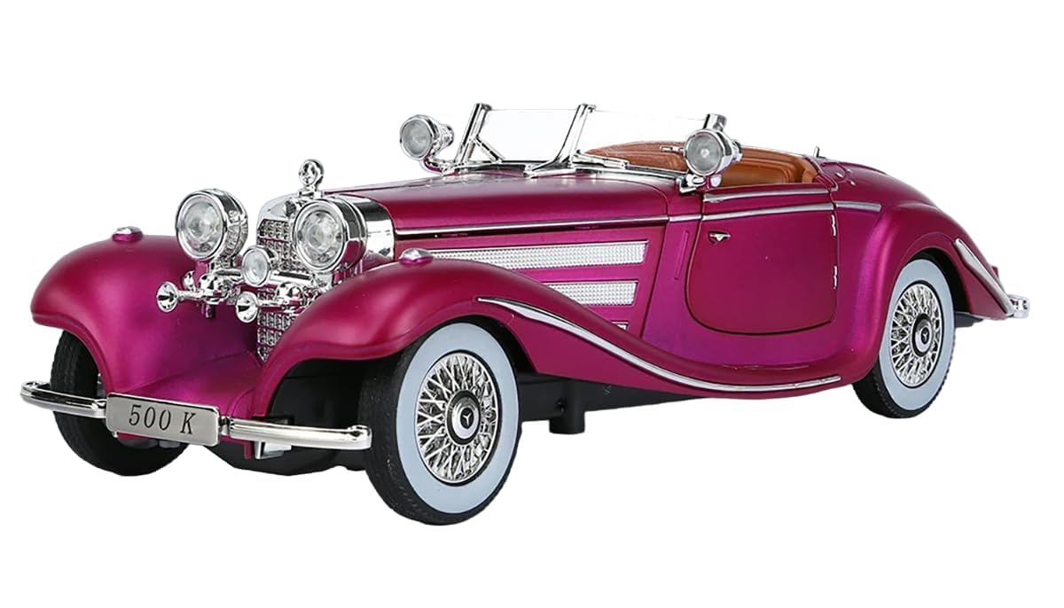 NEW VINTAGE 1936 MERCEDES-BENZ 500K SPECIAL-ROADSTER BIG SIZE  1:24 DIECAST METAL PULLBACK TOY CAR WITH OPENABLE DOORS & LIGHT, MUSIC BOYS CAR FOR KIDS BEST TOYS GIFTS TOYS FOR KIDS [SIZE:-22CM*8CM*6CM]【 MULTICOLOR 】