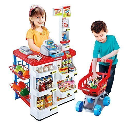 Baby Bucket Supermarket Play Set Shopping Cart (Red)