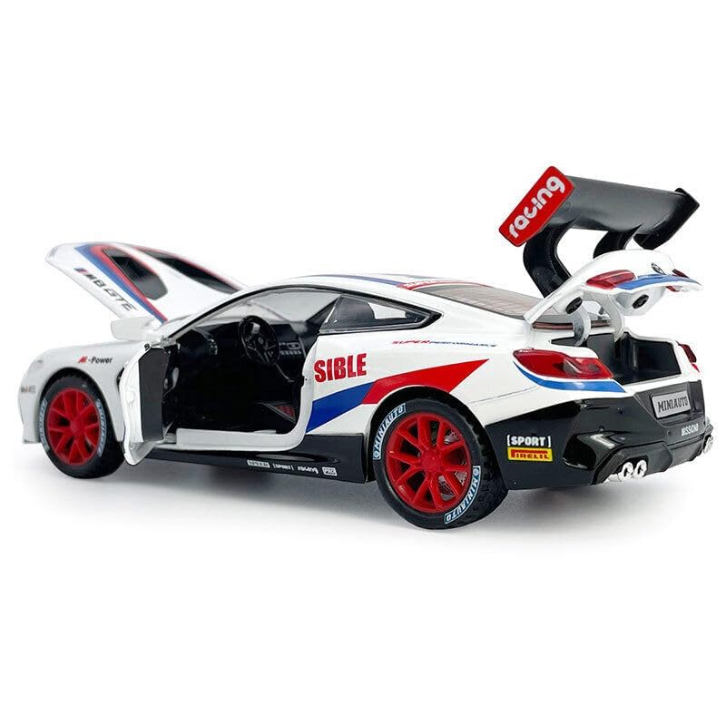 BMW M8 GTE SPORTS 1:32 DIECAST METAL PULLBACK TOY CAR WITH OPENABLE DOORS & LIGHT, MUSIC BOYS CAR FOR KIDS BEST TOYS GIFTS TOYS FOR KIDS [SIZE:-17CM*7.4CM*4.5CM]【 MULTICOLOR 】