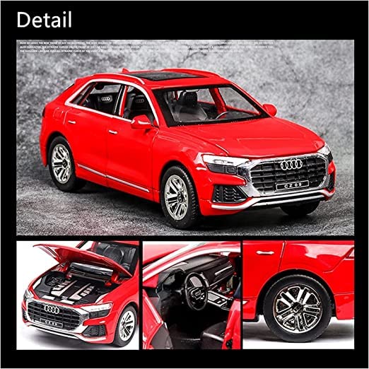 1:24  Scale Big Die-Cast Metal Car Toy Audi Q8 6 Openable Doors Light Sound Multicolo (White, Pack Of 1)