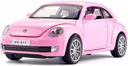 VOLKSWAGEN BEETLE 1:32 DIECAST METAL PULLBACK TOY CAR WITH OPENABLE DOORS & LIGHT, MUSIC BOYS CAR FOR KIDS BEST TOYS GIFTS TOYS FOR KIDS [SIZE:-14.7CM*6.9CM*5CM]【 MULTICOLOR 】