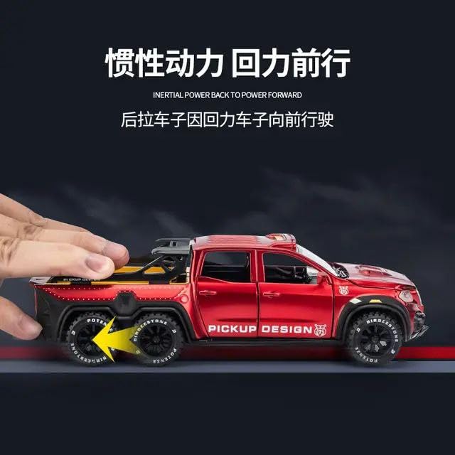 BIG SIZE AMG*6-6-PICKUP 1:24 DIECAST METAL PULLBACK TOY CAR WITH OPENABLE DOORS & LIGHT, MUSIC BOYS CAR FOR KIDS BEST TOYS GIFTS TOYS FOR KIDS [SIZE:-21CM*8.5CM*5.5CM]【 MULTICOLOR 】