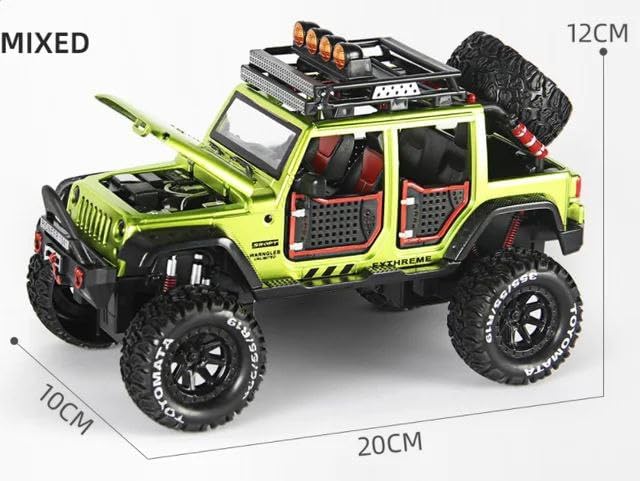 Exclusive Alloy Metal Pull Back Die-cast Car Scale Model with Sound Light Mini Auto Toy for Kids Metal Model Toy Car with Sound and Light (Wrangler Jeep - Multicolor)