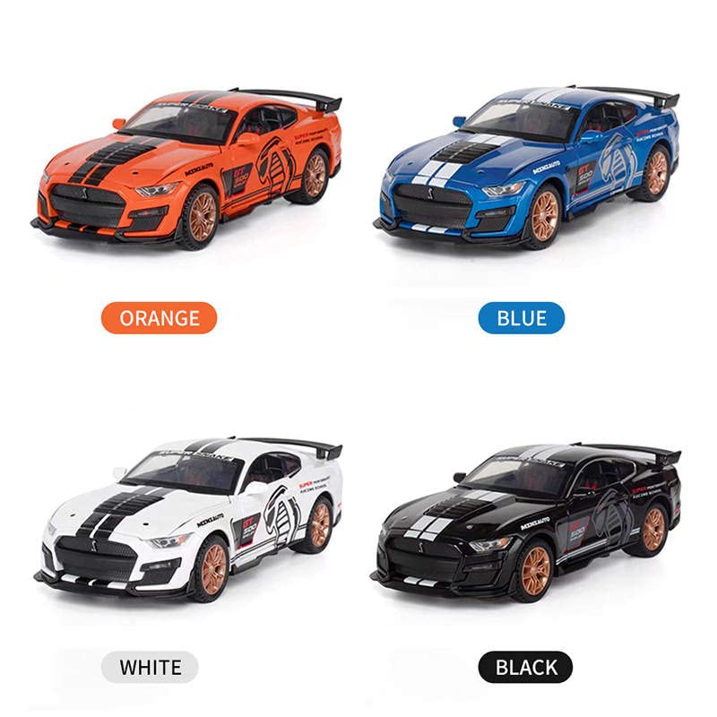 MUSTANG GT500 1:32 DIECAST METAL PULLBACK TOY CAR WITH OPENABLE DOORS & LIGHT, MUSIC BOYS CAR FOR KIDS BEST TOYS GIFTS TOYS FOR KIDS [SIZE:-16CM*6.8CM*4.5CM]【 MULTICOLOR 】