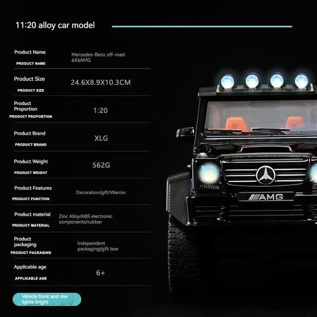 Mercedes 6x6 Scale Model Diecast Metalcar - All Size