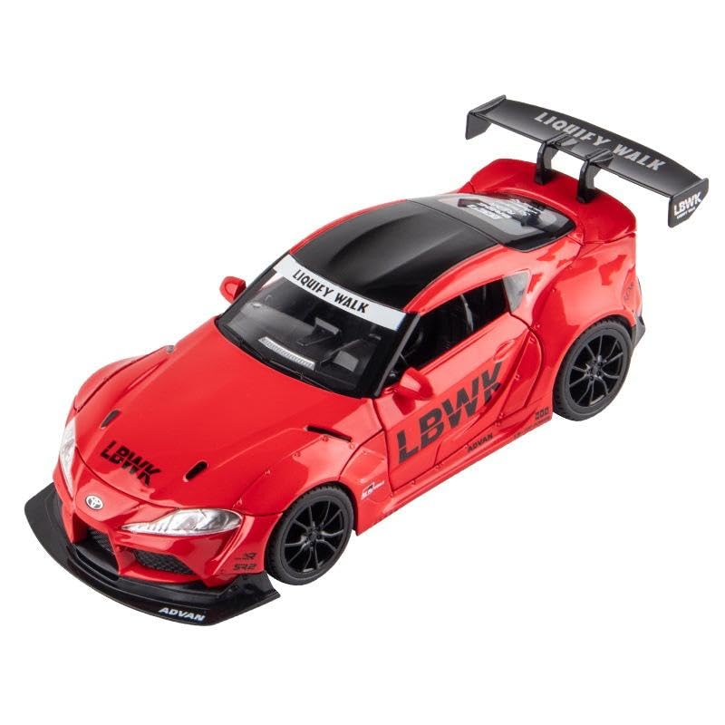 TOYOTA SUPRA GR LBWK 1:24 DIECAST METAL PULLBACK TOY CAR WITH OPENABLE DOORS & LIGHT, MUSIC BOYS CAR FOR KIDS BEST TOYS GIFTS TOYS FOR KIDS [SIZE:-22CM*9CM*7CM]【 MULTICOLOR 】