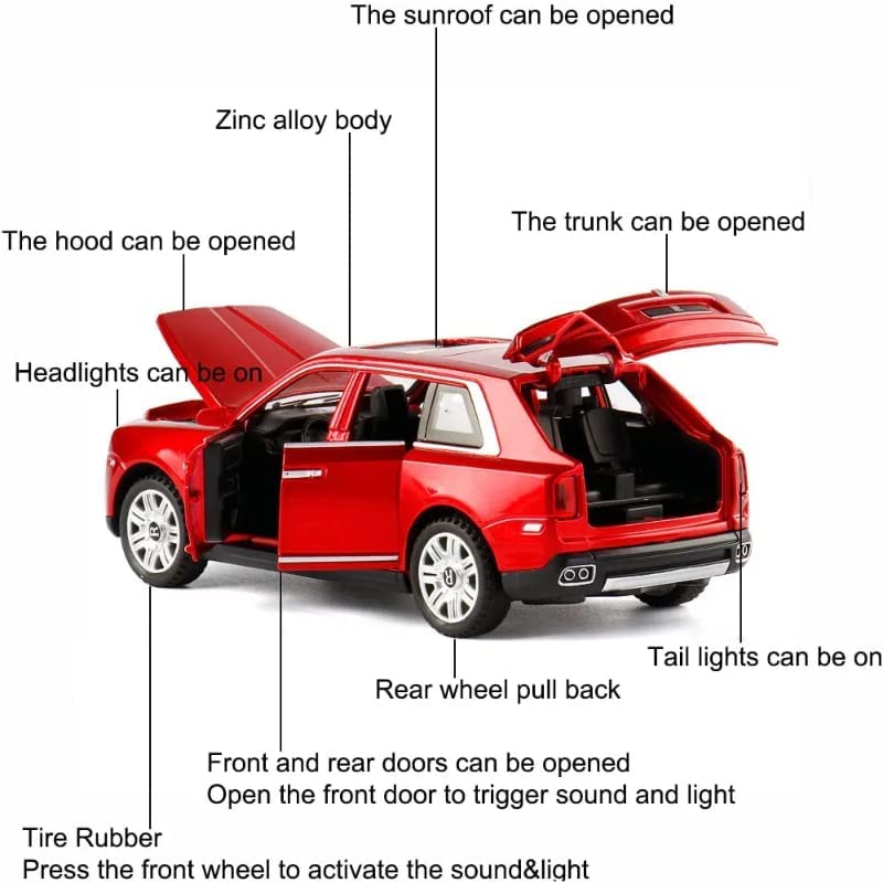 ROLLS ROYCE CULLINAN 1:32 DIECAST METAL PULLBACK TOY CAR WITH OPENABLE DOORS & LIGHT, MUSIC BOYS CAR FOR KIDS BEST TOYS GIFTS TOYS FOR KIDS [SIZE:-16CM*6.5CM*5CM]【 MULTICOLOR 】