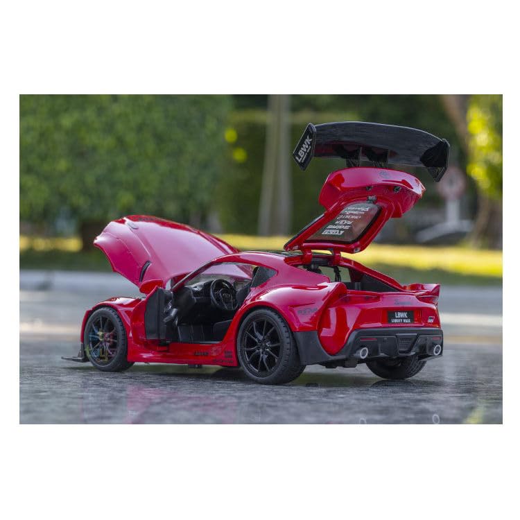 TOYOTA SUPRA GR LBWK 1:24 DIECAST METAL PULLBACK TOY CAR WITH OPENABLE DOORS & LIGHT, MUSIC BOYS CAR FOR KIDS BEST TOYS GIFTS TOYS FOR KIDS [SIZE:-22CM*9CM*7CM]【 MULTICOLOR 】