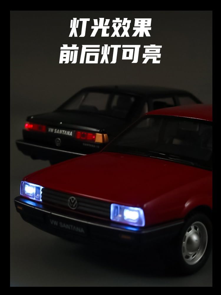 BIG SIZE VOLKSWAGEN SANTANA 1:24 DIECAST METAL PULLBACK TOY CAR WITH OPENABLE DOORS & LIGHT, MUSIC BOYS CAR FOR KIDS BEST TOYS GIFTS TOYS FOR KIDS [SIZE:-19CM*7.5CM*6CM]【 MULTICOLOR 】