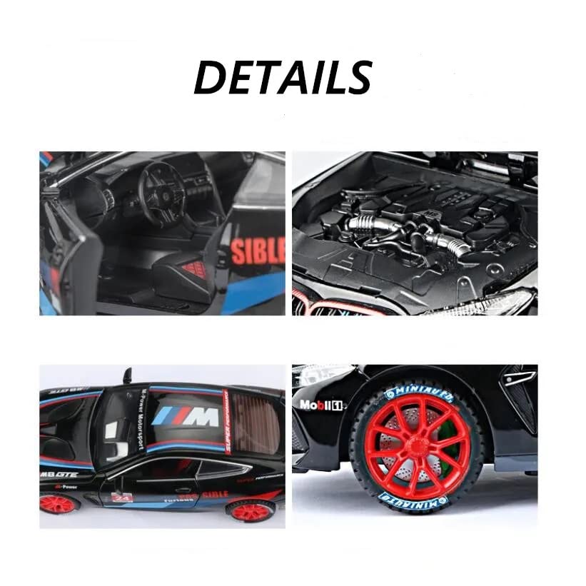 BMW M8 GTE SPORTS 1:32 DIECAST METAL PULLBACK TOY CAR WITH OPENABLE DOORS & LIGHT, MUSIC BOYS CAR FOR KIDS BEST TOYS GIFTS TOYS FOR KIDS [SIZE:-17CM*7.4CM*4.5CM]【 MULTICOLOR 】