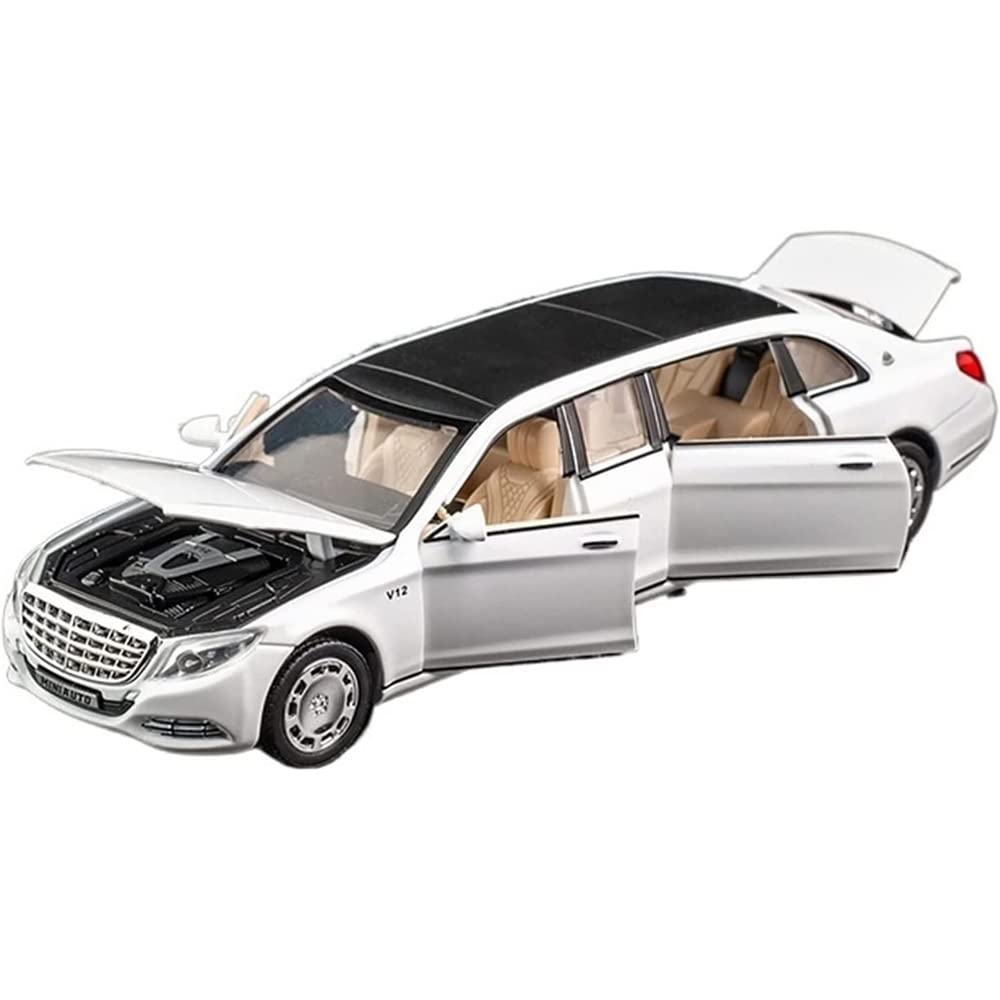 MERCEDES BENZ LONG 1:32 DIECAST METAL PULLBACK TOY CAR WITH OPENABLE DOORS & LIGHT, MUSIC BOYS CAR FOR KIDS BEST TOYS GIFTS TOYS FOR KIDS [SIZE:-21.7CM*7.4CM*5.4CM]【 MULTICOLOR 】