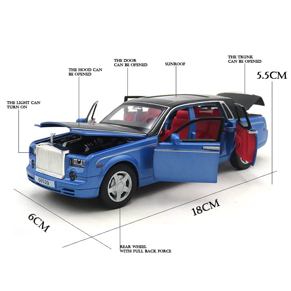 Rolls Royce Phantom Scale Model Diecast Metalcar Blue - All Size