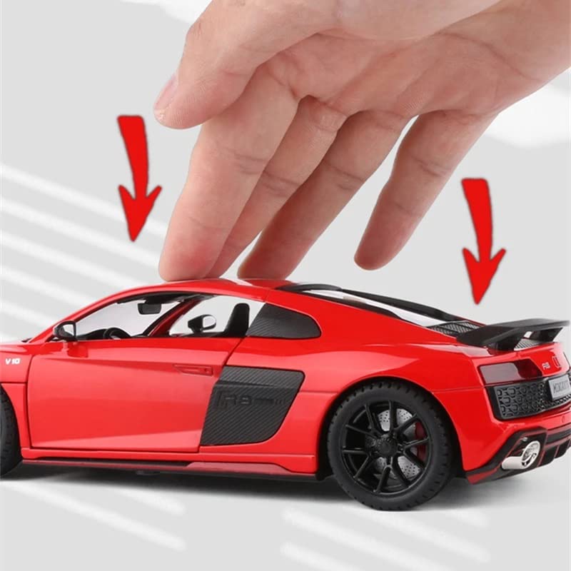 BIG SIZE AUDI R8 V10 1:24 DIECAST METAL PULLBACK TOY CAR WITH OPENABLE DOORS & LIGHT, MUSIC BOYS CAR FOR KIDS BEST TOYS GIFTS TOYS FOR KIDS [SIZE:-20CM*8.6CM*4.5CM]【 MULTICOLOR 】