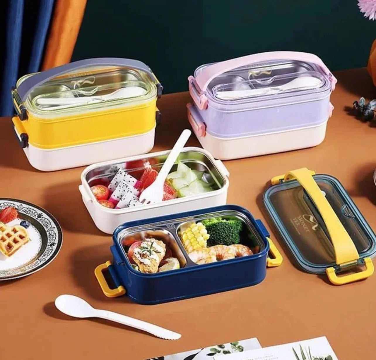 Double Delight - Bento Stainless Steel Lunch box with Handle