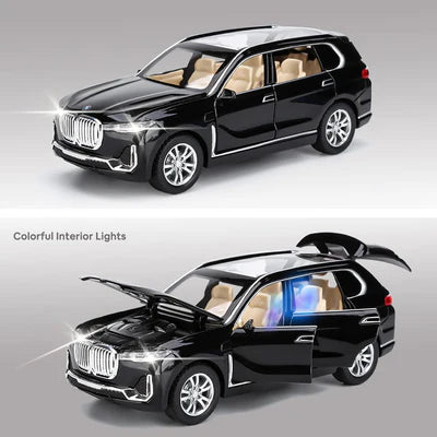 BIG SIZE BMW X7 1:24 DIECAST METAL PULLBACK TOY CAR WITH OPENABLE DOORS & LIGHT, MUSIC BOYS CAR FOR KIDS BEST TOYS GIFTS TOYS FOR KIDS [SIZE:-21CM*9.1CM*5.5CM]【 MULTICOLOR 】