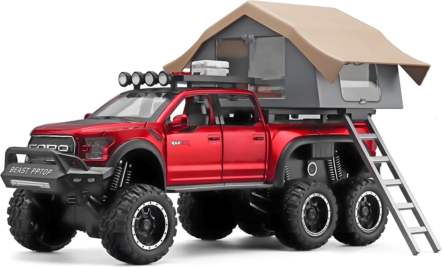 TRUCKS FOR KIDS F150 RAPTOR DIECAST TRUCKS, MODEL F150 PICKUP TRUCK WITH SIGHTSEEING CABIN, PULL BACK TRUCK TOYS WITH LIGHT AND SOUND [SIZE:-22CM*13.4CM*12.2CM]【 MULTICOLOR 】