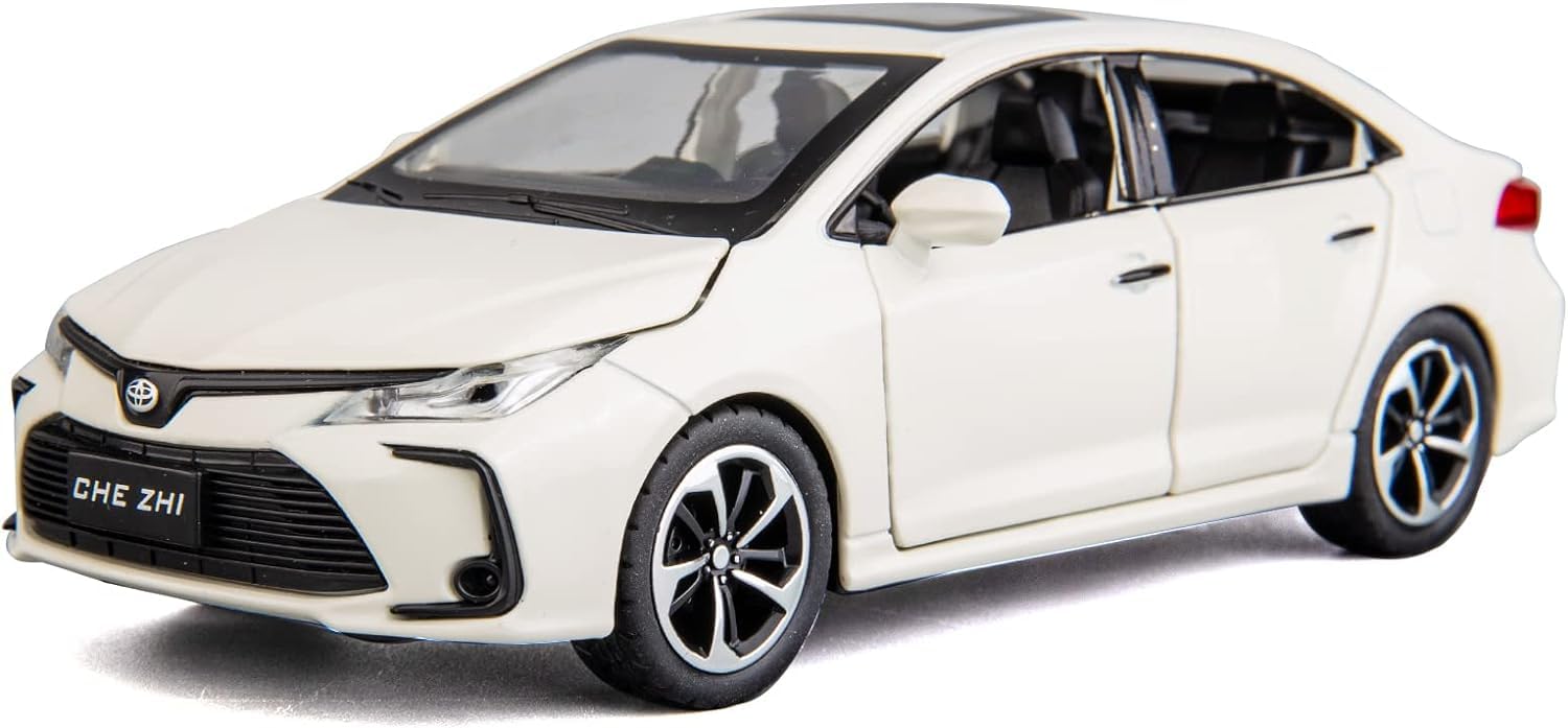 TOYOTA COROLLA 1:32 DIECAST METAL PULLBACK TOY CAR WITH OPENABLE DOORS & LIGHT, MUSIC BOYS CAR FOR KIDS BEST TOYS GIFTS TOYS FOR KIDS [SIZE:-15.4CM*5.9CM*4.5CM]【 MULTICOLOR 】