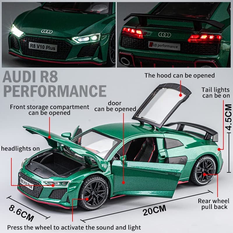 Audi R8 V10 Scale Model Diecast Metalcar - All Size