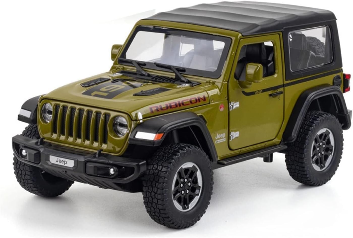 Big Size 1:24 Diecast Model Alloy Jeep Wrangler Rubicon 1941 Metal Pull Back with 6 Openable Doors & Sound Light Auto Toy car [20.5Cm *10.8Cm *10.5 Cm]