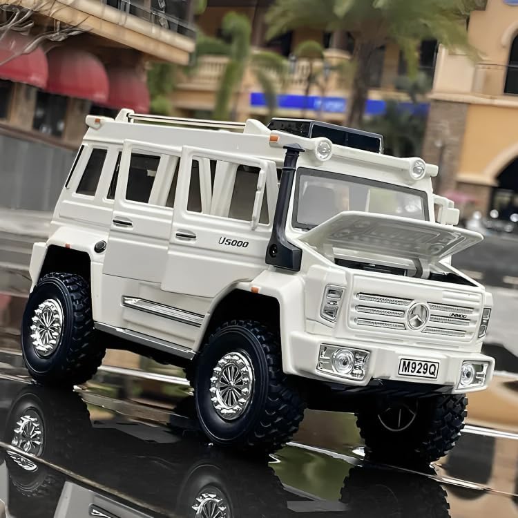 BIG SIZE MERCEDES-BENZ UNIMOG 1:24 DIECAST METAL PULLBACK TOY CAR WITH OPENABLE DOORS & LIGHT, MUSIC BOYS CAR FOR KIDS BEST TOYS GIFTS TOYS FOR KIDS [SIZE:-20CM*10CM*8.8CM]【 MULTICOLOR 】