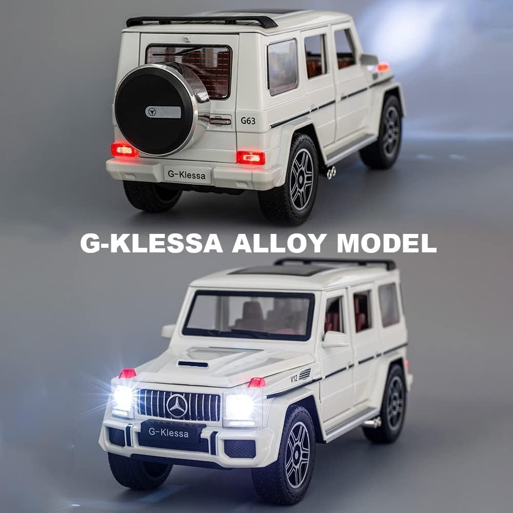 BIG SIZE MERCEDES BENZ G-KLESSA G-63 1:24 DIECAST METAL PULLBACK TOY CAR WITH OPENABLE DOORS & LIGHT, MUSIC BOYS CAR FOR KIDS BEST TOYS GIFTS TOYS FOR KIDS [SIZE:-22CM*9.3CM*8.5CM]【 MULTICOLOR 】