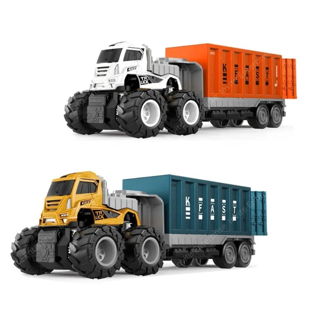 1:43 4WD Diecast Alloy Logistic-Transportation Big Truck Toys with Friction Powered Miniature Car Vehicle Toy for Kids, Boys and Girls (2 Color Truck = Sent Any 1 Truck)