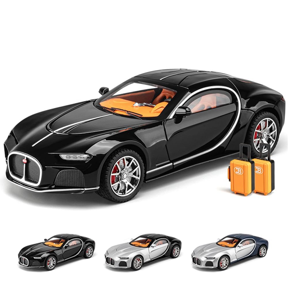 Bugatti Atlantic Big Size 1:24 Diecast Scale Model Metal Pull Back Toy car for Kids with Openable Doors & Light, Music Toy Vehicle for Kids 【 MULTICOLOR 】[SIZE : 20.5CM* 9CM*7.5CM]