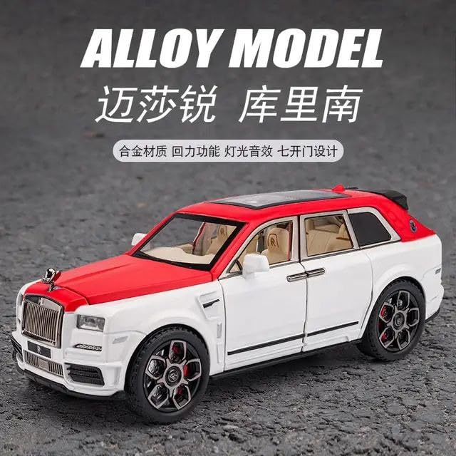 BIG SIZE ROLLS ROYCE CULLINAN 1:24 DIECAST METAL PULLBACK TOY CAR WITH OPENABLE DOORS & LIGHT, MUSIC BOYS CAR FOR KIDS BEST TOYS GIFTS TOYS FOR KIDS [SIZE:-21CM*8.5CM*5.5CM]【 MULTICOLOR 】