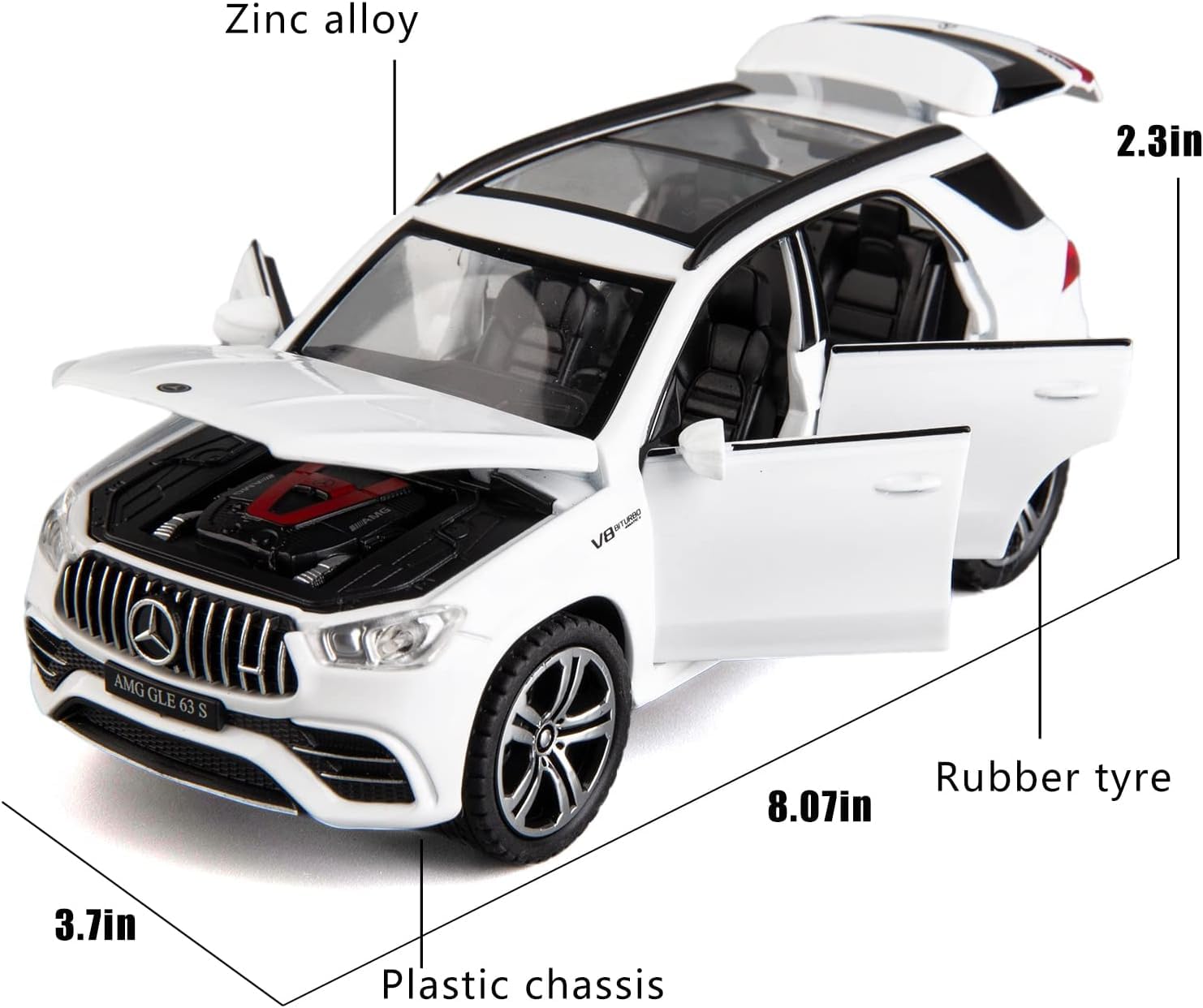 MERCEDES BENZ GTR GLE 63S 1:32 DIECAST METAL PULLBACK TOY CAR WITH OPENABLE DOORS & LIGHT, MUSIC BOYS CAR FOR KIDS BEST TOYS GIFTS TOYS FOR KIDS [SIZE:-15.3CM*6.8CM*5.9CM]【 MULTICOLOR 】