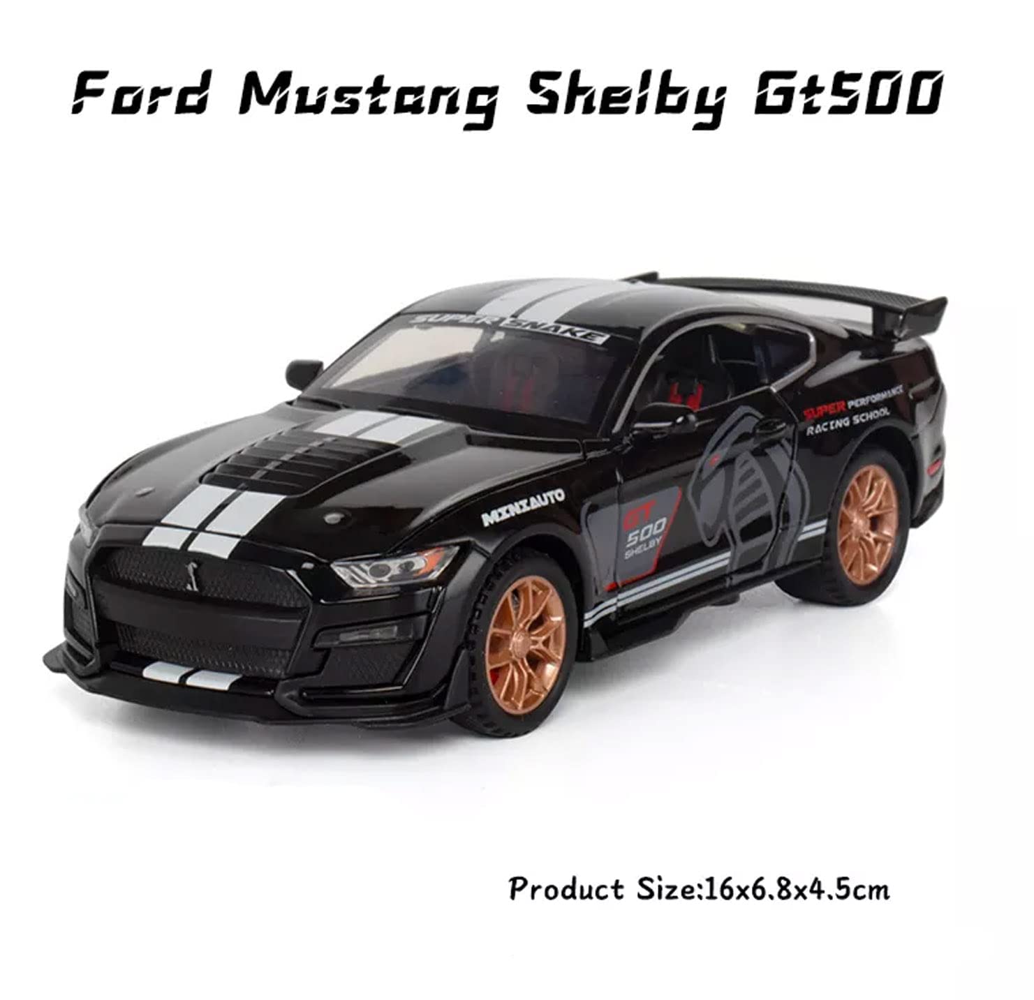 MUSTANG GT500 1:32 DIECAST METAL PULLBACK TOY CAR WITH OPENABLE DOORS & LIGHT, MUSIC BOYS CAR FOR KIDS BEST TOYS GIFTS TOYS FOR KIDS [SIZE:-16CM*6.8CM*4.5CM]【 MULTICOLOR 】