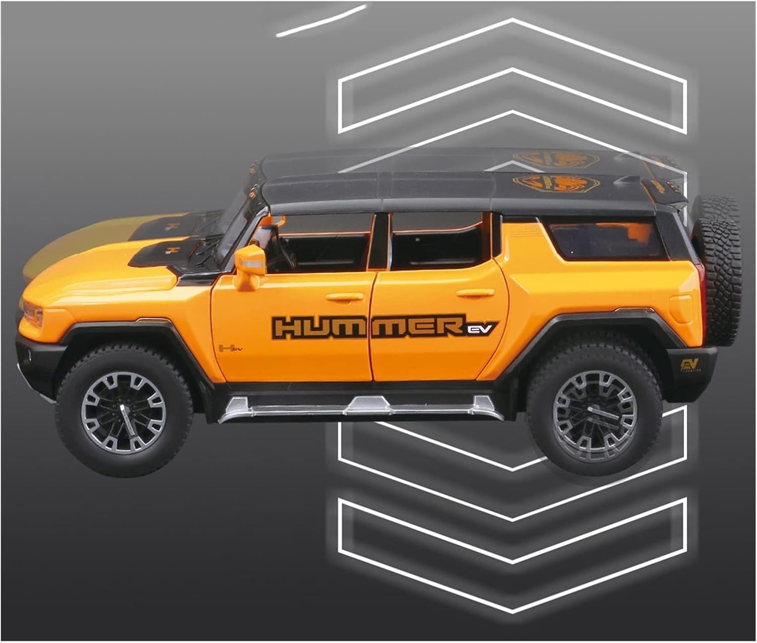 HUMMER EV 1:24 DIECAST METAL PULLBACK TOY CAR WITH OPENABLE DOORS & LIGHT, MUSIC BOYS CAR FOR KIDS BEST TOYS GIFTS TOYS FOR KIDS [SIZE:-22CM*8.4CM*7.9CM]【 MULTICOLOR 】