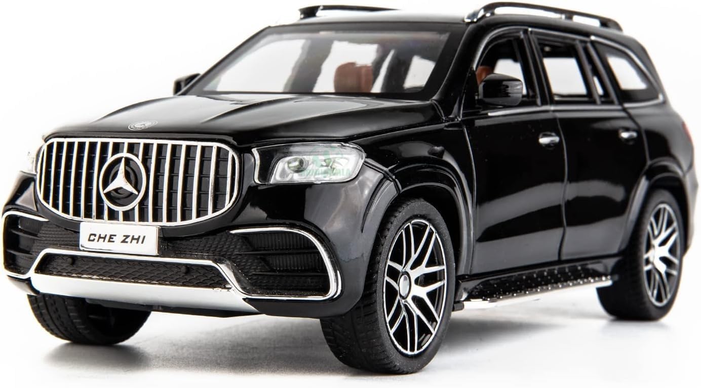 BIG SIZE MERCEDES BENZ GLS63 MAYBACH 1:24 DIECAST METAL PULLBACK TOY CAR WITH OPENABLE DOORS & LIGHT, MUSIC BOYS CAR FOR KIDS BEST TOYS GIFTS TOYS FOR KIDS [SIZE:-21CM*8.5CM*8CM]【 MULTICOLOR 】