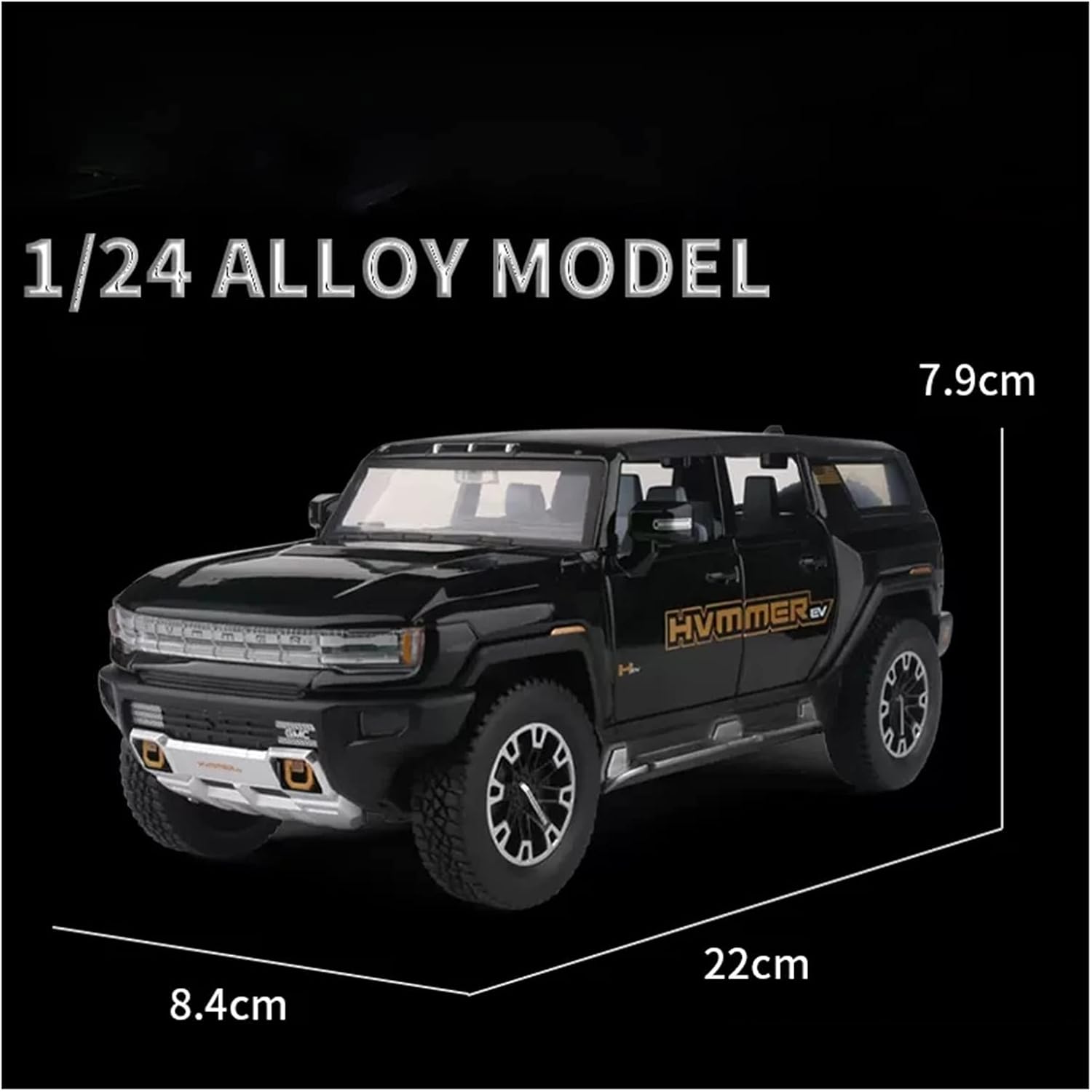 HUMMER EV 1:24 DIECAST METAL PULLBACK TOY CAR WITH OPENABLE DOORS & LIGHT, MUSIC BOYS CAR FOR KIDS BEST TOYS GIFTS TOYS FOR KIDS [SIZE:-22CM*8.4CM*7.9CM]【 MULTICOLOR 】