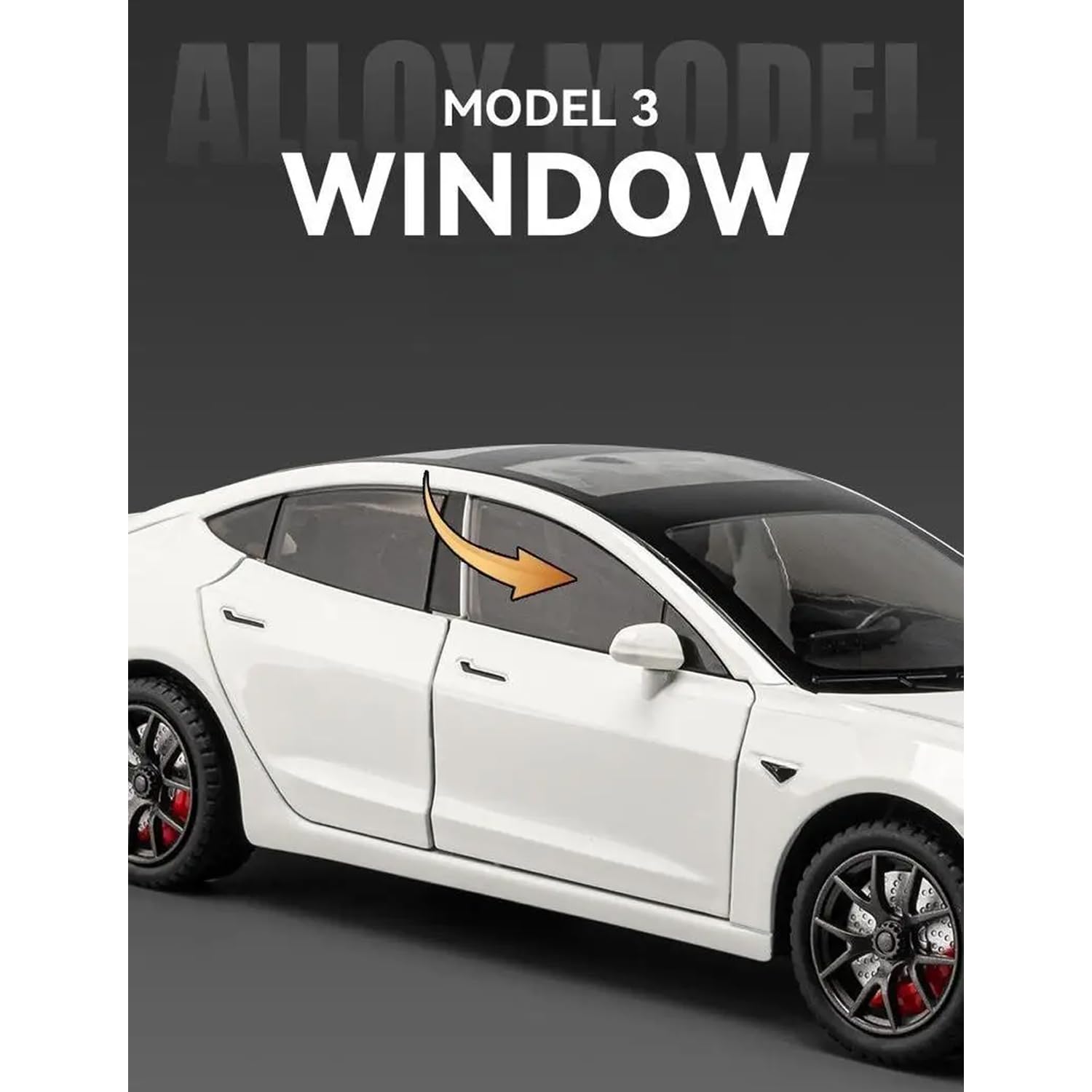 BIG SIZE TESLA MODEL 3 1:24 DIECAST METAL PULLBACK TOY CAR WITH OPENABLE DOORS & LIGHT, MUSIC BOYS CAR FOR KIDS BEST TOYS GIFTS TOYS FOR KIDS [SIZE:-20.7CM*9.2CM*7.5CM]【 MULTICOLOR 】