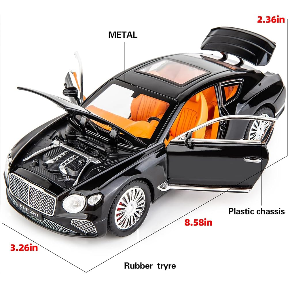 Bentley Continental GT 1:24 Model Car Alloy Diecast Toy Car Collectible Pull Back Toy Vehicles with Sound and Light Door Can Be Opened for Girls Boys Gift [SIZE:-22CM*9CM*7CM]【 MULTICOLOR 】