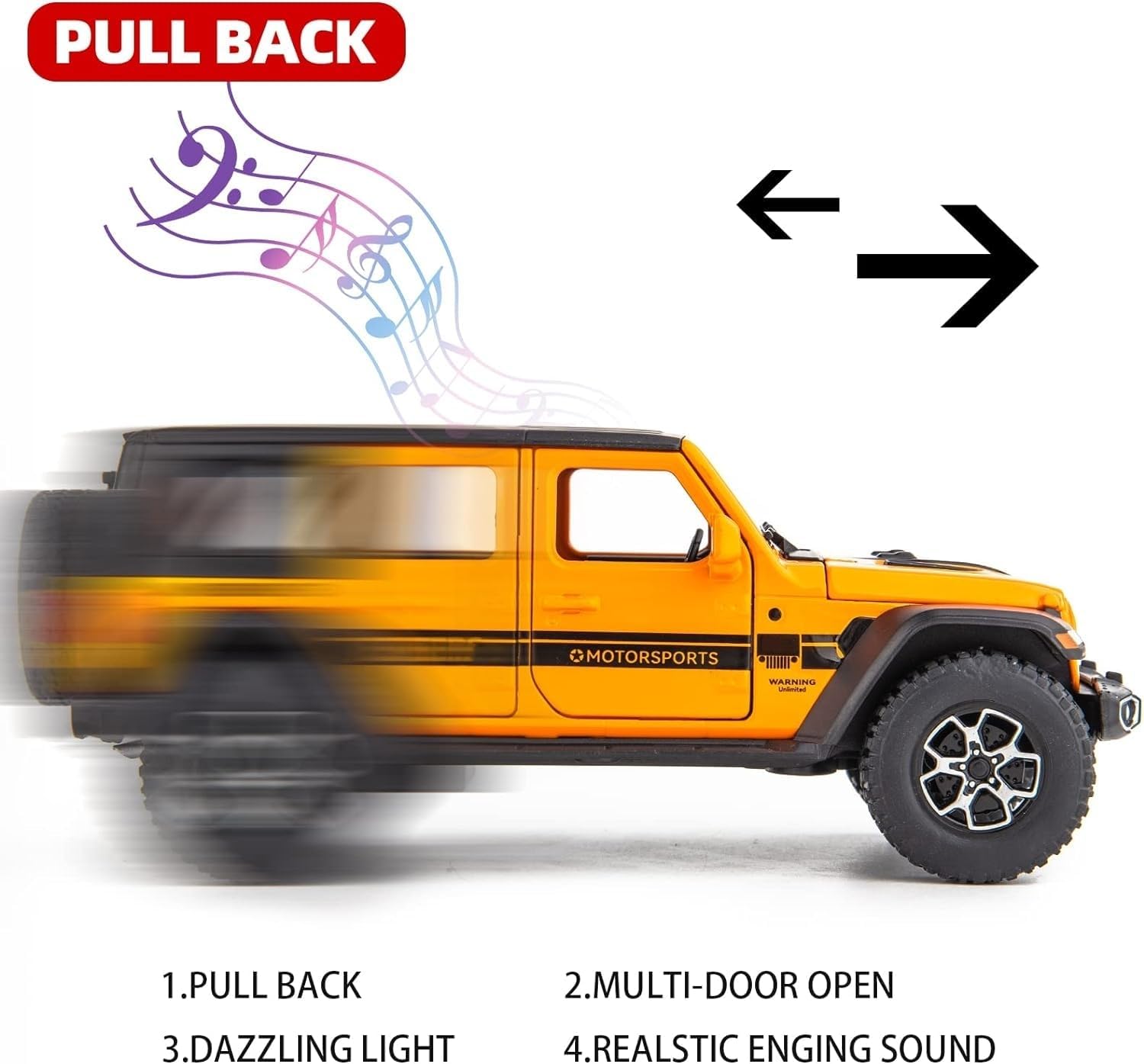 WRANGLER RUBICON THAR JEEP DIECAST METAL PULLBACK TOY CAR WITH OPENABLE DOORS & LIGHT, MUSIC BOYS CAR FOR KIDS BEST TOYS GIFTS TOYS FOR KIDS [SIZE:-17CM*7CM*6.8CM]【 MULTICOLOR 】