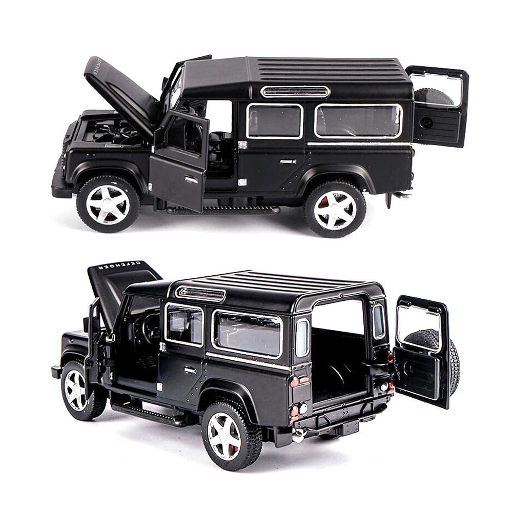 LAND ROVER DEFENDER 1:32 DIECAST SCALE MODEL METAL PULL BACK WITH OPENABLE DOORS & LIGHT, MUSIC TOY VEHICLE FOR KIDS [SIZE:-14.4CM*6CM*5.5CM]【 MULTICOLOR 】