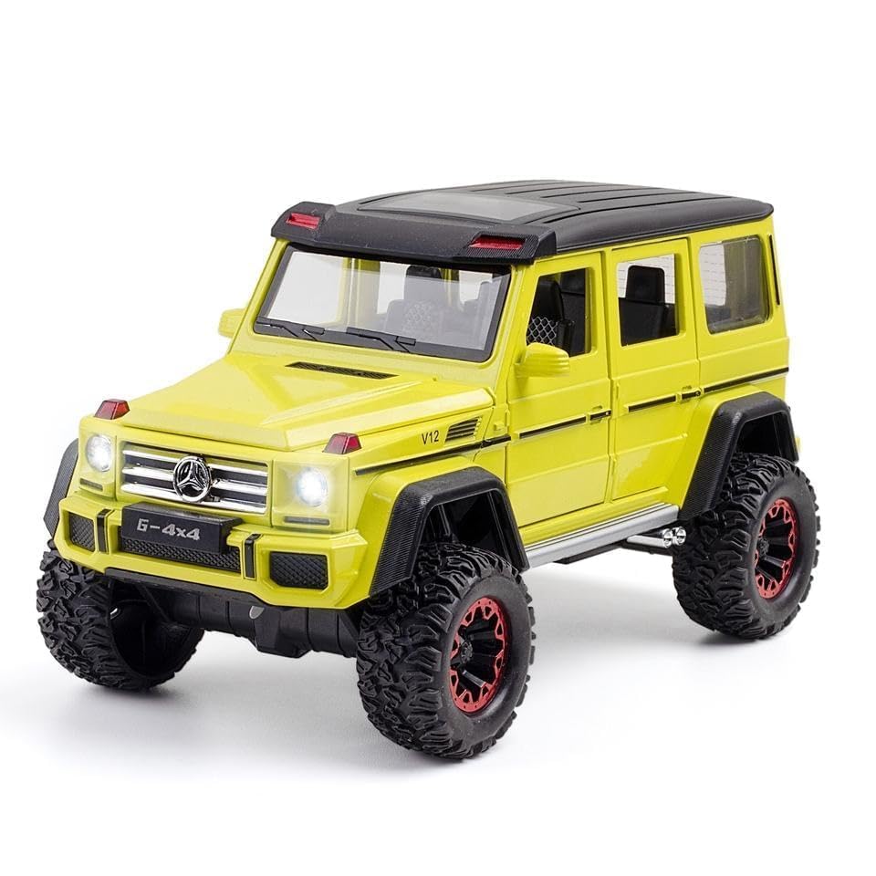 BIG SIZE MERCEDES AMG G500 4X4 1:24 DIECAST METAL PULLBACK TOY CAR WITH OPENABLE DOORS & LIGHT, MUSIC BOYS CAR FOR KIDS BEST TOYS GIFTS TOYS FOR KIDS [SIZE:-21CM*11CM*10.5CM]【 MULTICOLOR 】