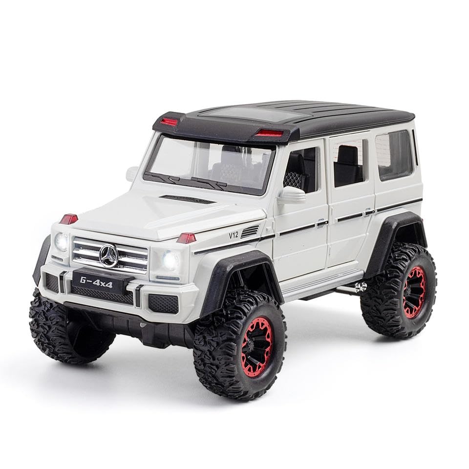 BIG SIZE MERCEDES AMG G500 4X4 1:24 DIECAST METAL PULLBACK TOY CAR WITH OPENABLE DOORS & LIGHT, MUSIC BOYS CAR FOR KIDS BEST TOYS GIFTS TOYS FOR KIDS [SIZE:-21CM*11CM*10.5CM]【 MULTICOLOR 】