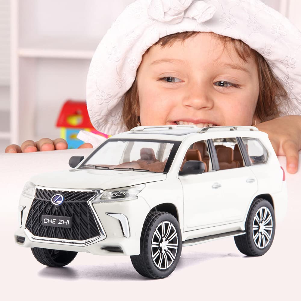 BIG SIZE LEXUS LX570 1:24 DIECAST METAL PULLBACK TOY CAR WITH OPENABLE DOORS & LIGHT, MUSIC BOYS CAR FOR KIDS BEST TOYS GIFTS TOYS FOR KIDS [SIZE:-21CM*9.5CM*8.4CM]【 MULTICOLOR 】