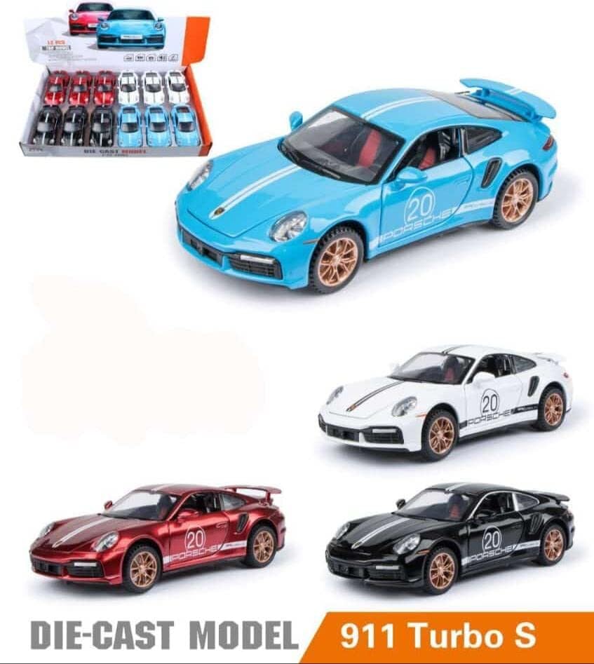 PORSCHE 911 1:32 DIECAST METAL PULLBACK TOY CAR WITH OPENABLE DOORS & LIGHT, MUSIC BOYS CAR FOR KIDS BEST TOYS GIFTS TOYS FOR KIDS [SIZE:-16.3CM*7.5CM*4.6CM]【 MULTICOLOR 】