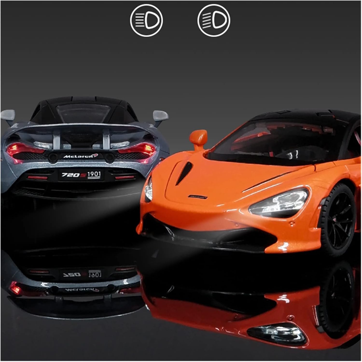 MC LAREN 1:24 DIECAST METAL PULLBACK TOY CAR WITH OPENABLE DOORS & LIGHT, MUSIC BOYS CAR FOR KIDS BEST TOYS GIFTS TOYS FOR KIDS [SIZE:-22CM*9CM*7CM]【 MULTICOLOR 】