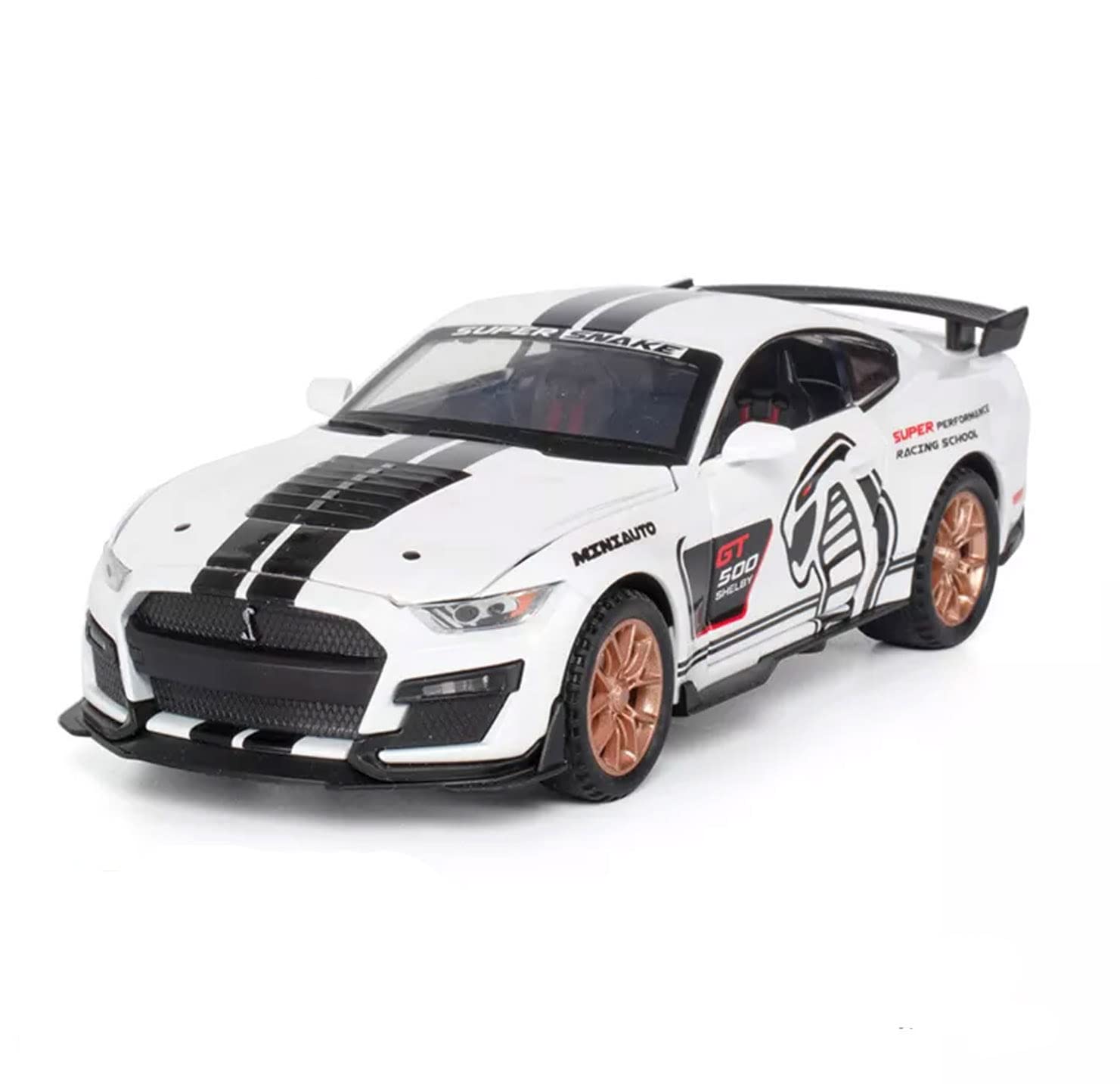 MUSTANG GT500 1:32 DIECAST METAL PULLBACK TOY CAR WITH OPENABLE DOORS & LIGHT, MUSIC BOYS CAR FOR KIDS BEST TOYS GIFTS TOYS FOR KIDS [SIZE:-16CM*6.8CM*4.5CM]【 MULTICOLOR 】