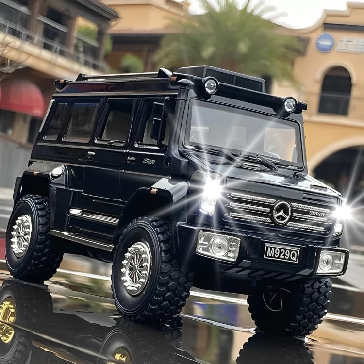 BIG SIZE MERCEDES-BENZ UNIMOG 1:24 DIECAST METAL PULLBACK TOY CAR WITH OPENABLE DOORS & LIGHT, MUSIC BOYS CAR FOR KIDS BEST TOYS GIFTS TOYS FOR KIDS [SIZE:-20CM*10CM*8.8CM]【 MULTICOLOR 】