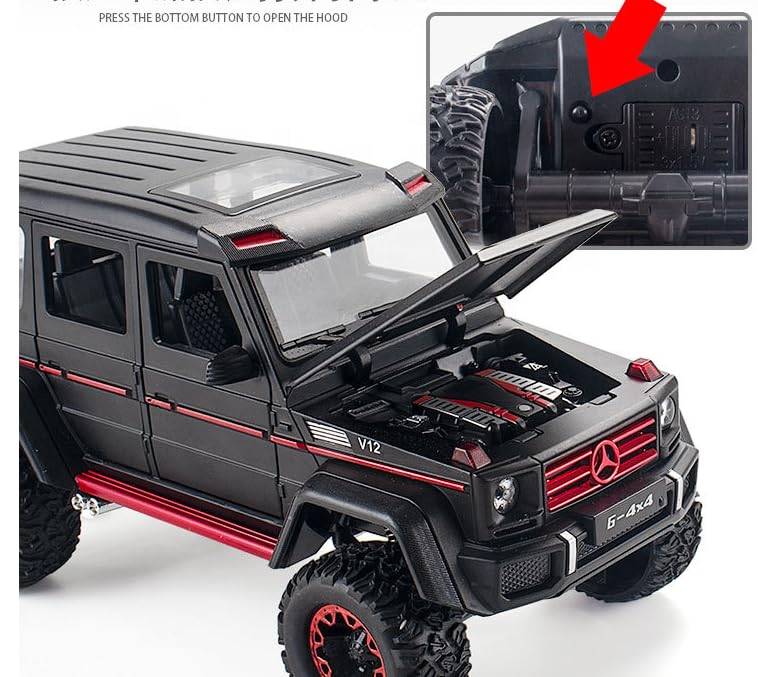 BIG SIZE MERCEDES AMG G500 4X4 1:24 DIECAST METAL PULLBACK TOY CAR WITH OPENABLE DOORS & LIGHT, MUSIC BOYS CAR FOR KIDS BEST TOYS GIFTS TOYS FOR KIDS [SIZE:-21CM*11CM*10.5CM]【 MULTICOLOR 】